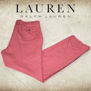 Lauren Ralph Lauren Men's 100% Linen Flat Front Pants Salmon Pink 40x34